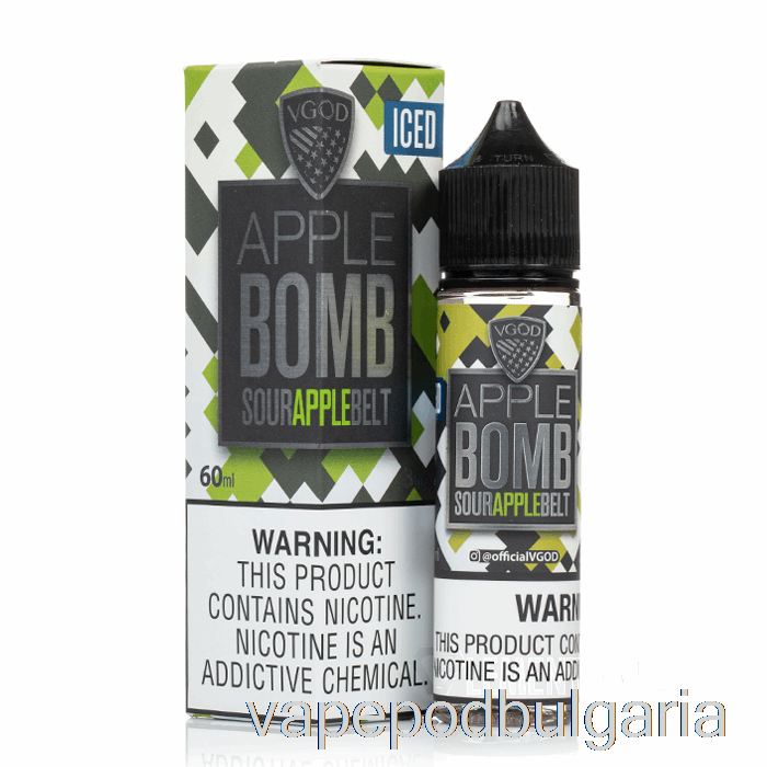 Vape 10000 Дръпки Iced Apple Bomb - Vgod E-liquid - 60ml 3mg